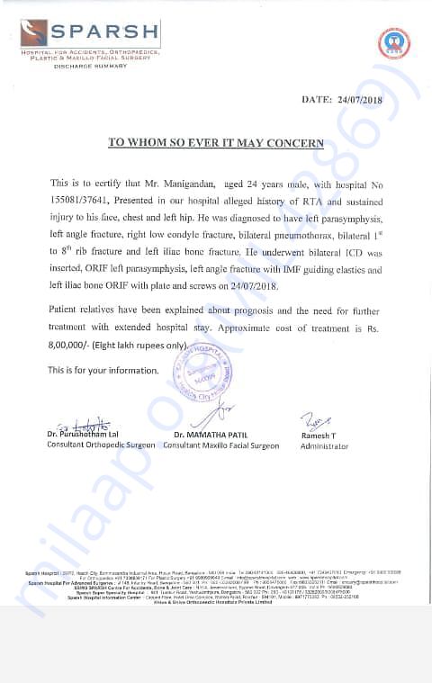 A report from sparsh hospitals bangalore
