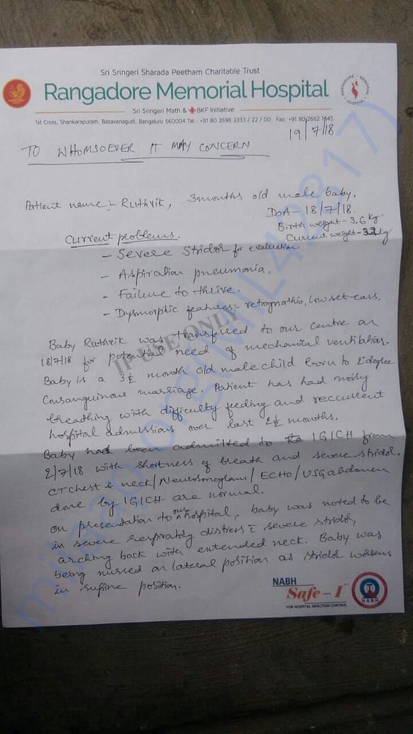 This is the medical report given by doctors.