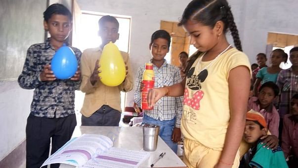 Science experiment going on in one of the rural schools