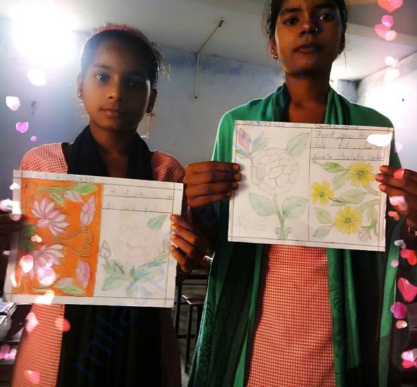 Thank you cards made by kids in a school