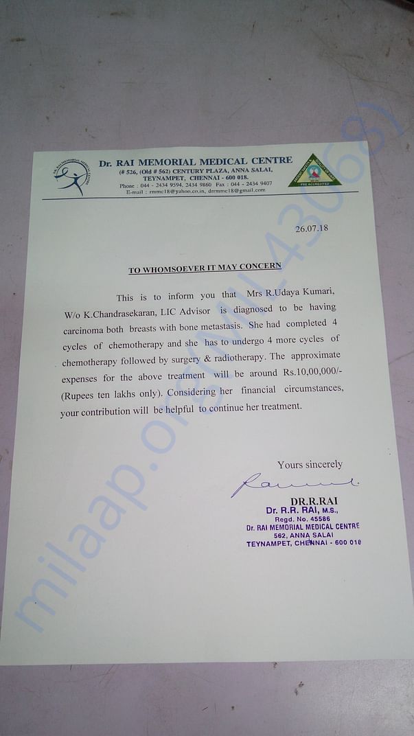 Certificate issued by Doctor