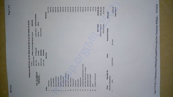 Temporary bill from 21/7/2018to27/7/2018
