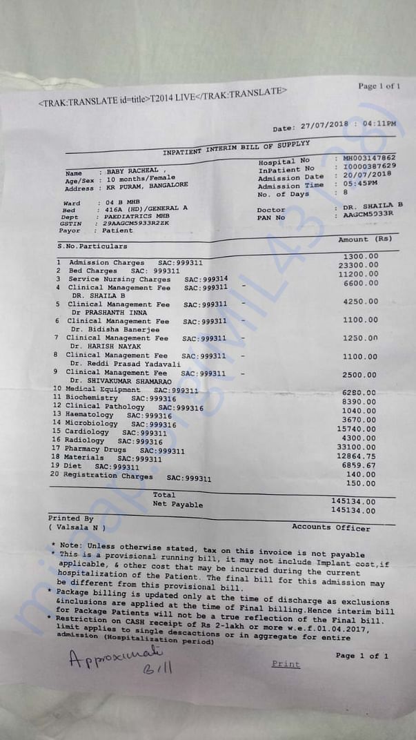 Estimated Medical Bill