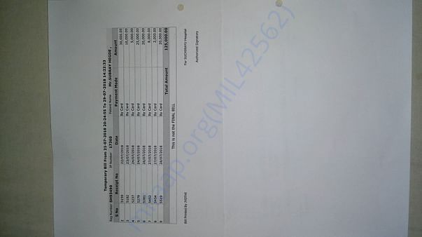 Advance deposit bill up to 28/7/2018