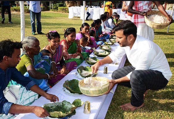 Catering in a function to honor decendents of Birsa Munda