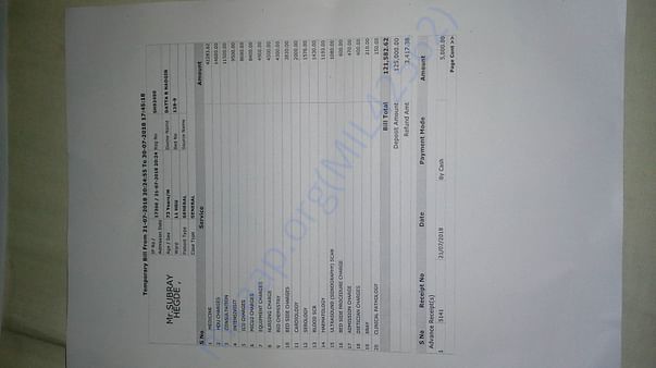 Temporary bill from 21/7/2018 to 30/7/2018
