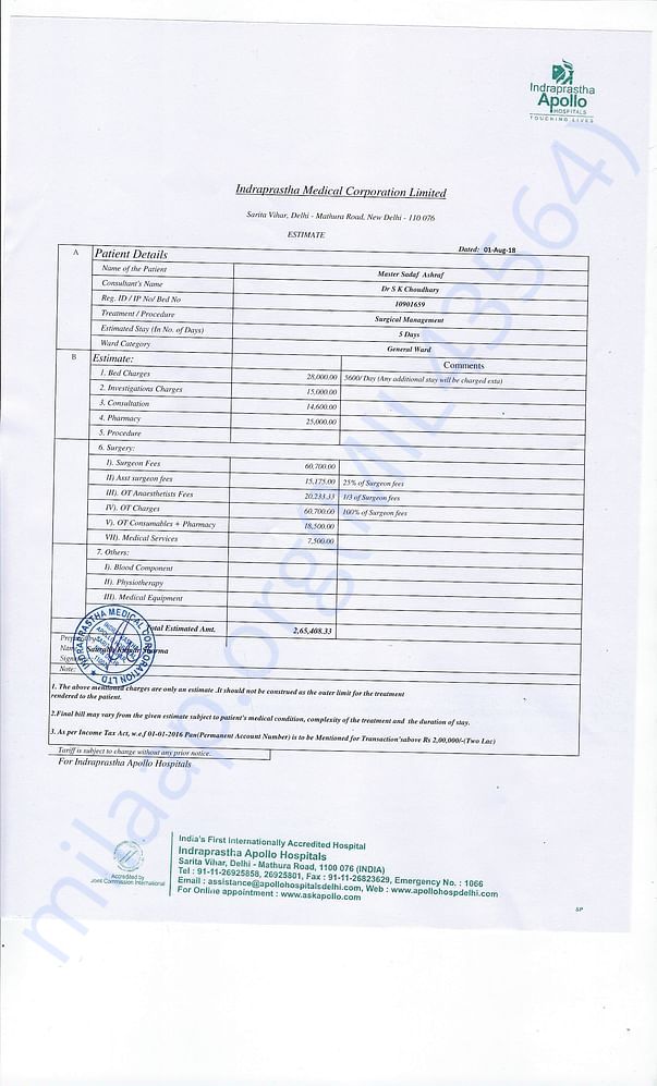 Estimation letter