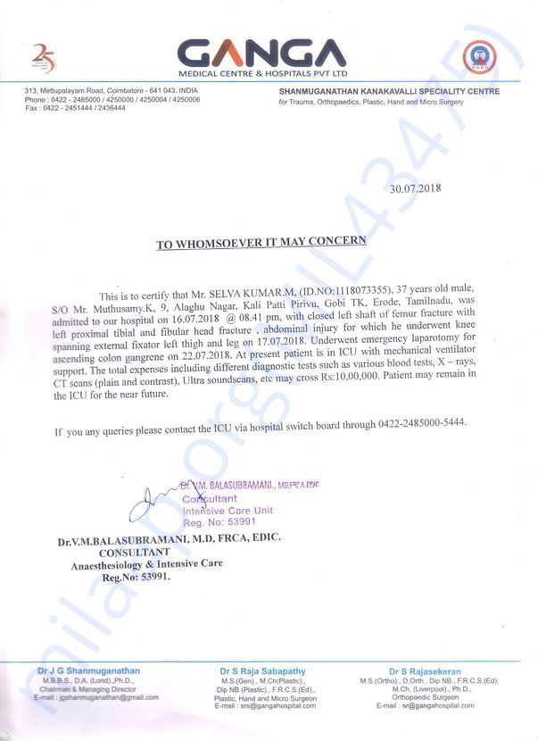 Letter from the hospital