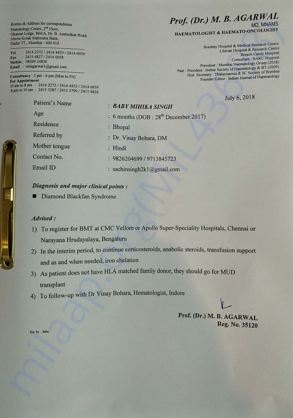 Medical Opinion of Senior Doctor Heamotologist