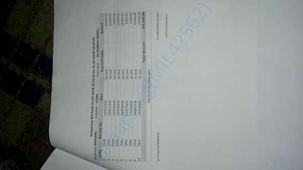 Total Deposit amount up to 31/7/2018 at the time of discharge.