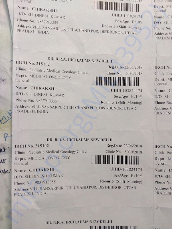 This is UHID num which she recieved from AIIMS , before getting admtd.