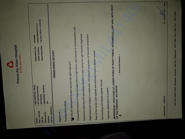 Prince Ali Khan hospital assessment of the case