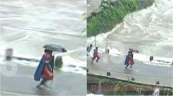 People trying to run and save children stranded