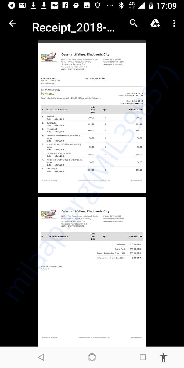 Cessna Lifeline Receipts For Snowy