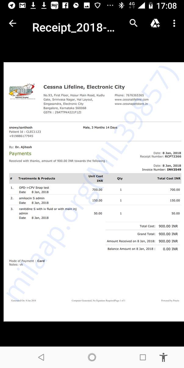 Cessna Lifeline Receipts