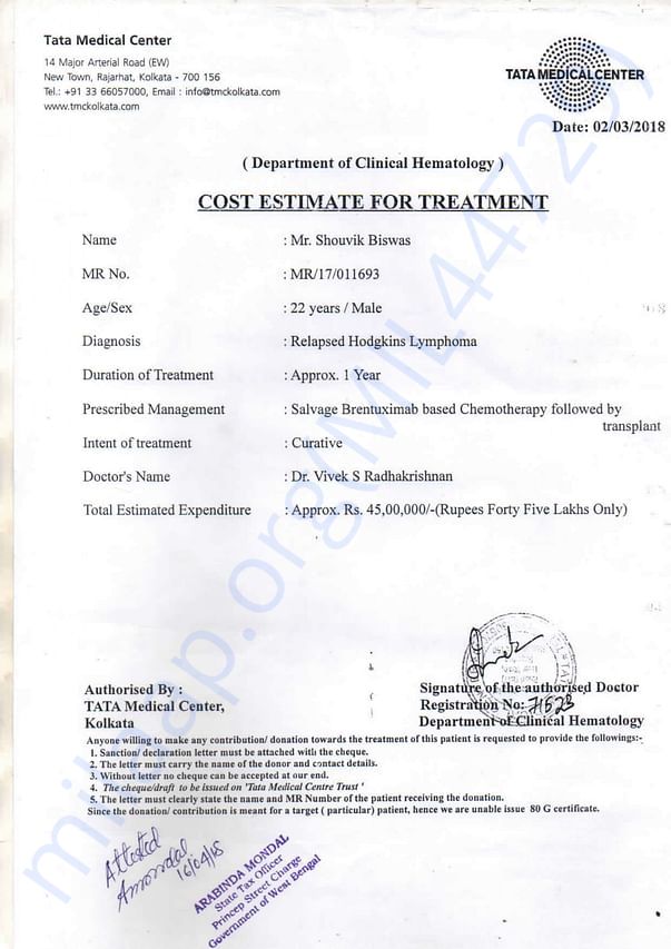 Cost Estimate for Treatment
