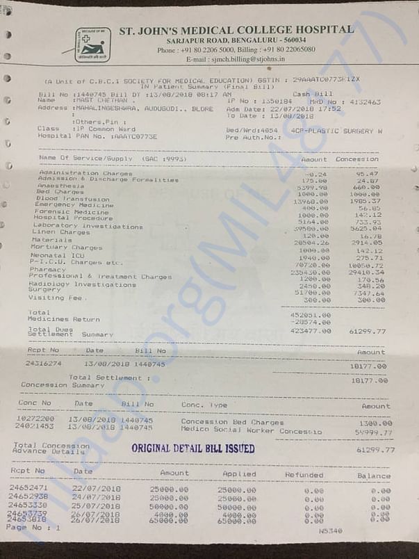 Chethan's final bill Page 1