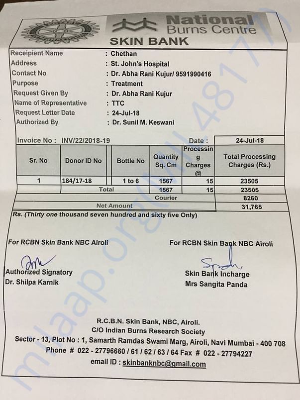 Additional Expense for Chethan