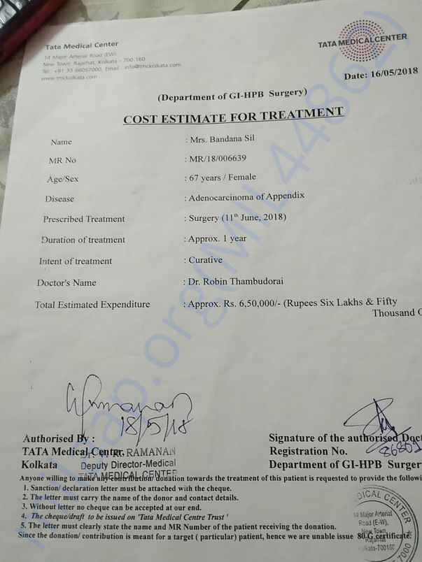 Cost estimate for Surgery