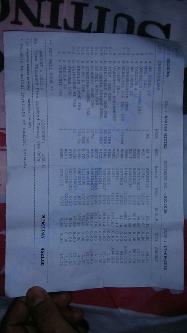 We purchased medicines from your money. Thank you so much all.