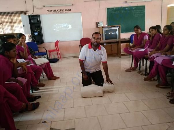Giving training about Basic life support to students as a trainer