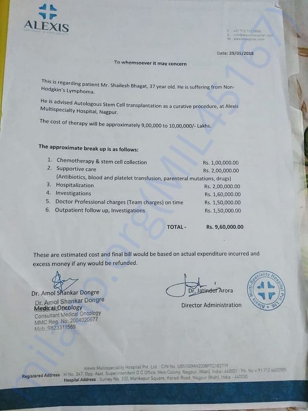 Bonmarrow transplant charges