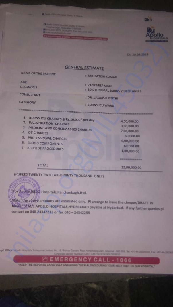 Help satish to recover and regain his health