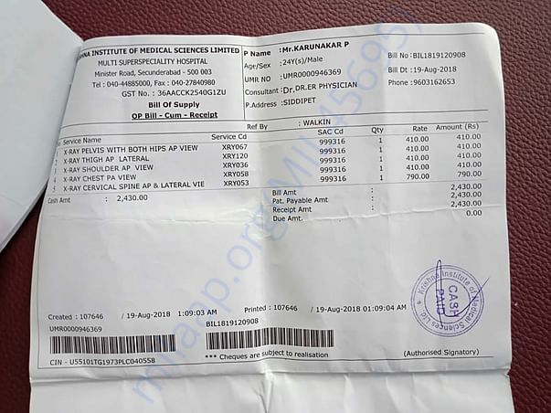Medical receipt
