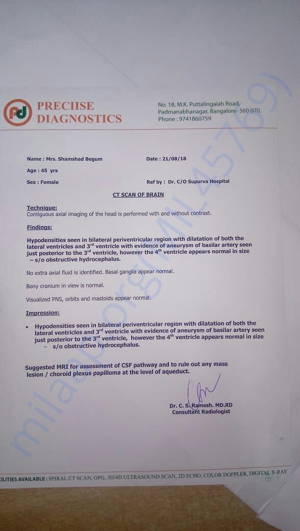 Hospital report of patient