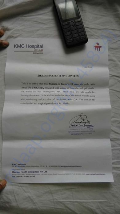 Medical estimate for the treatment by doctor