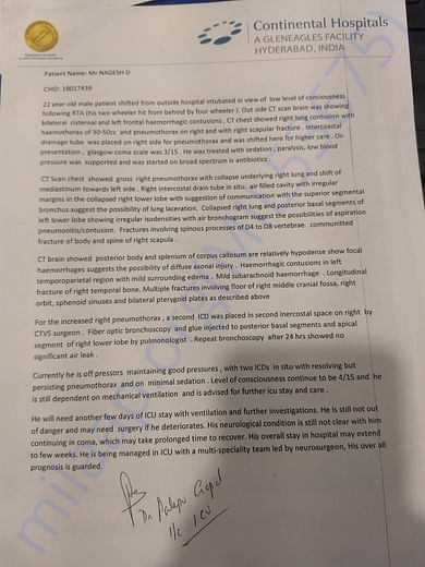 Clinical Summary by ICU HEAD PBN GOPAL