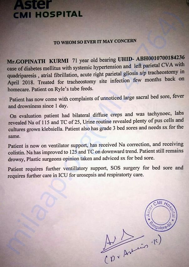 Medical Conditions of My Father-Gopinath Kurmi