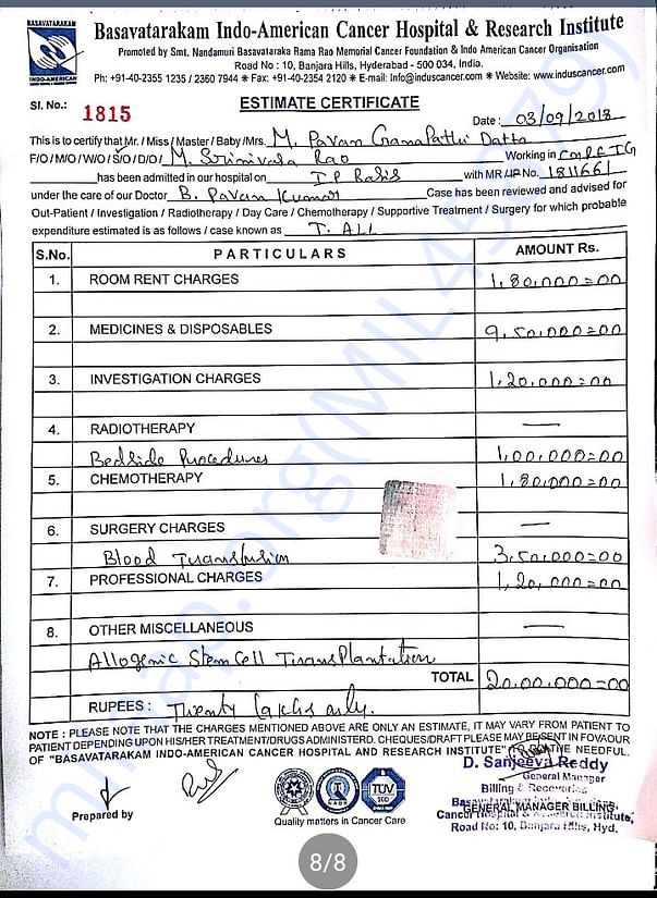 Bone marrow transplant - Estimated cost for treatment from 04 09 2018
