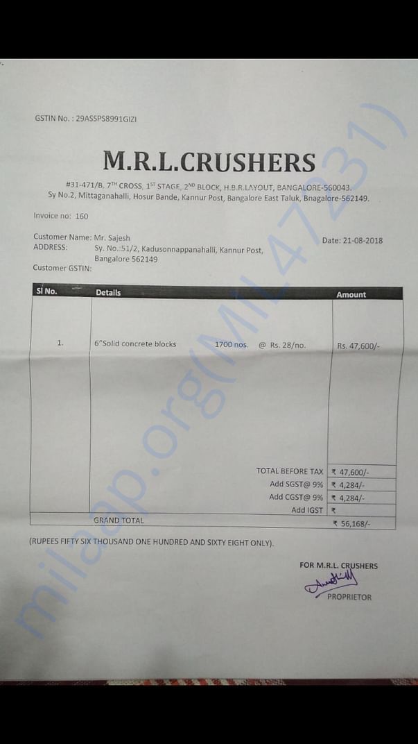 Construction part Bill