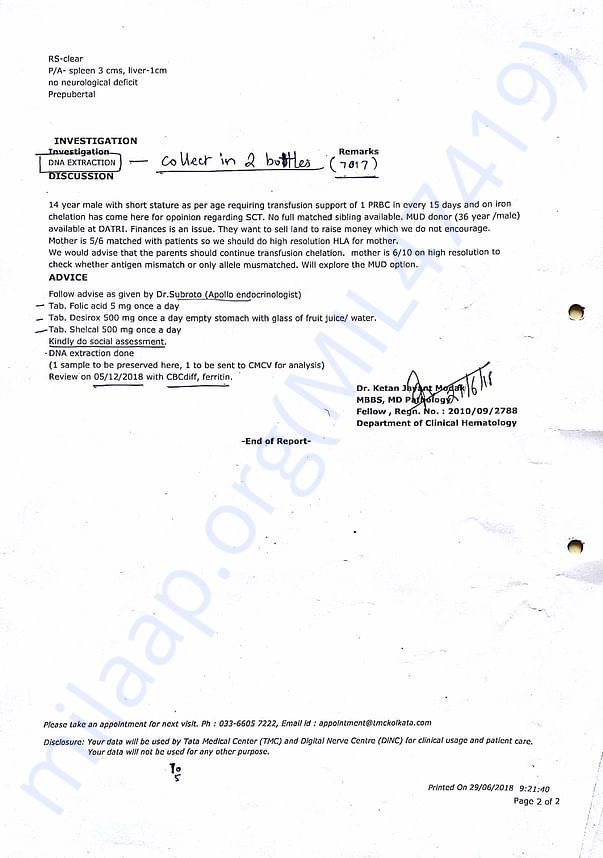 Last Prescription of TATA Medical Centre (kolkata)-2