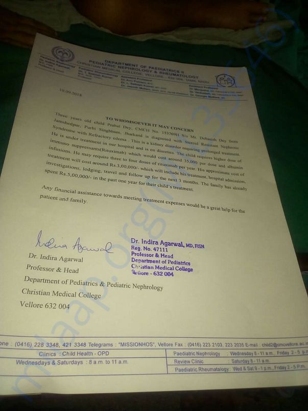 Medical Letter issued by the concerned doctor