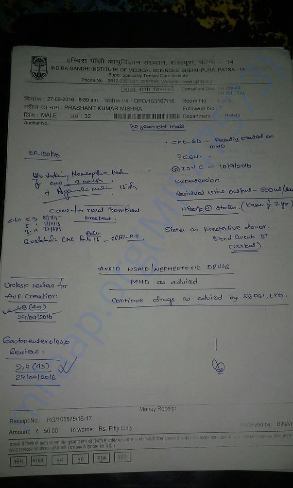 Doctor Prescription for Kidney Failure