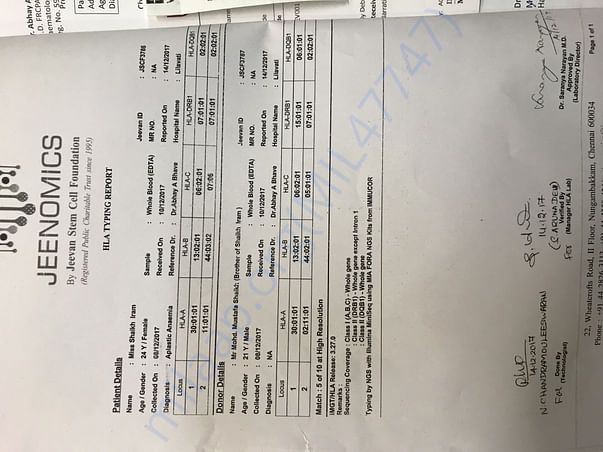 Bone Marrow failed Donor Report