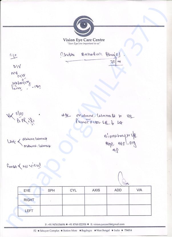 Chatrabahadur Bhujel (Doctors checkup form)