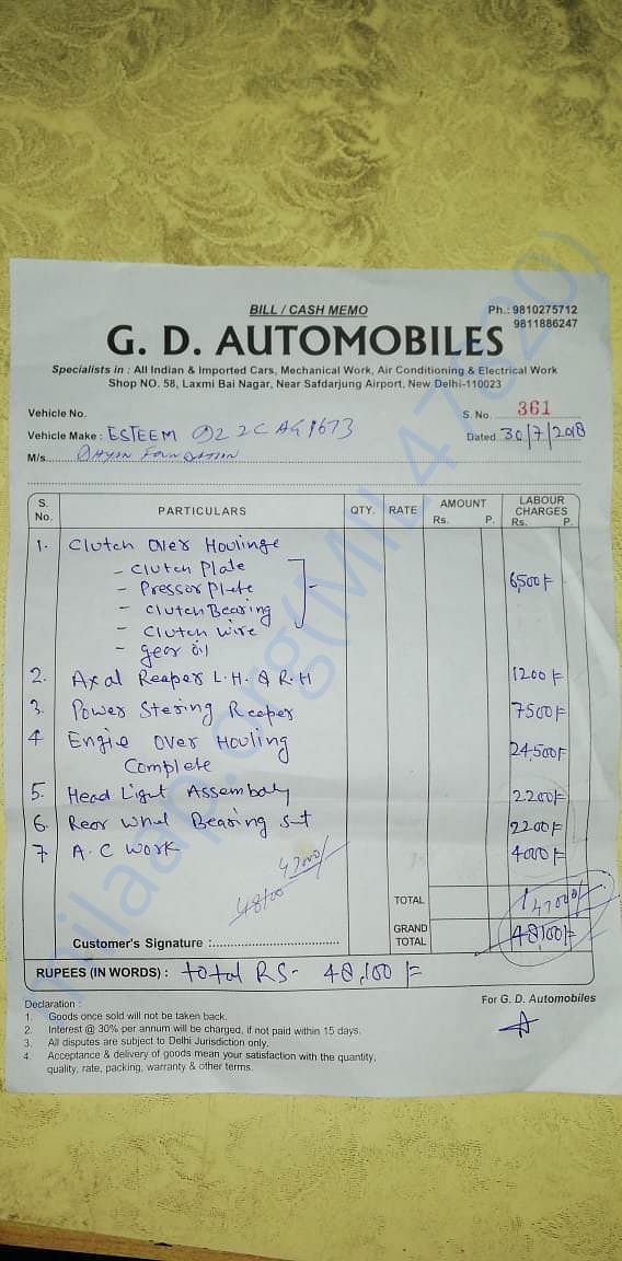 Bill for dog transport maintenance