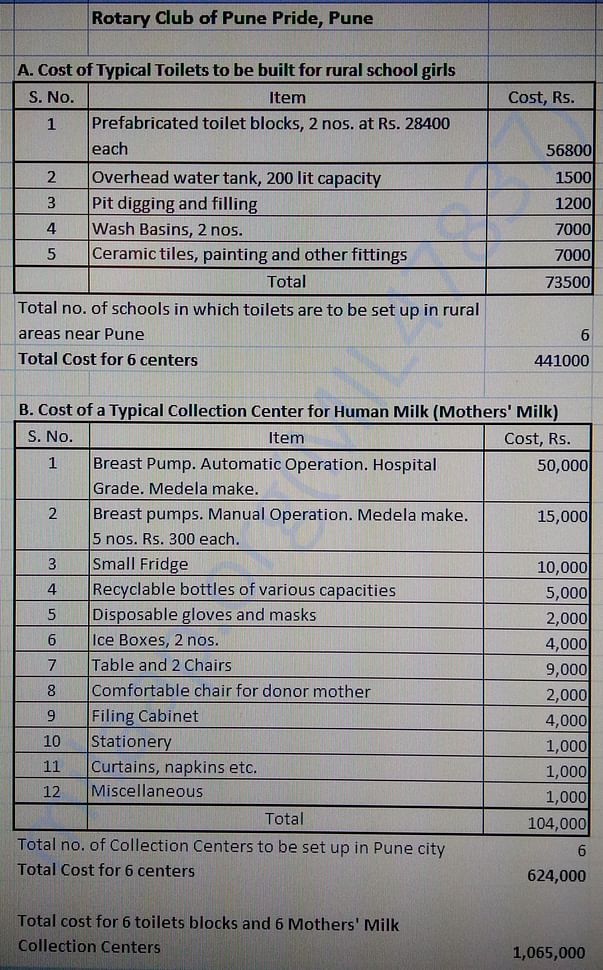 Utilization of Funds. Cost estimate for the Projects