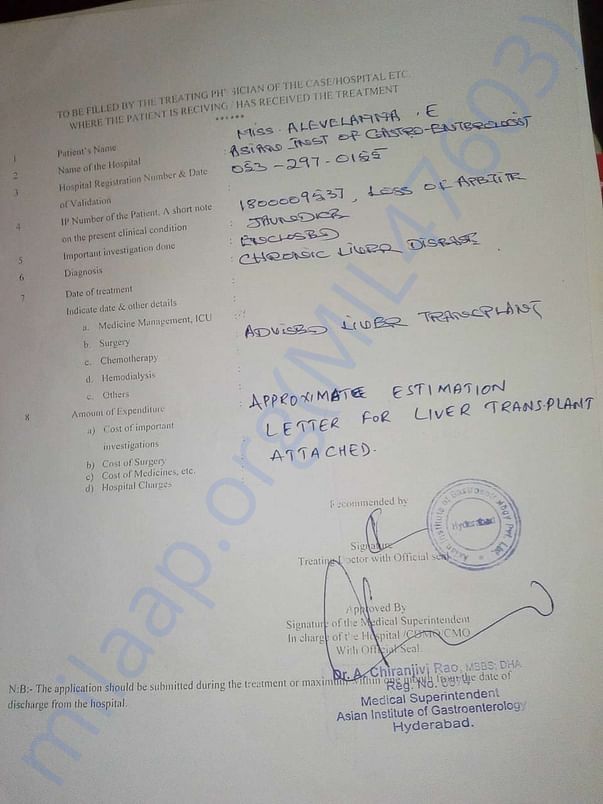 Doctors recommendation for liver transplantation