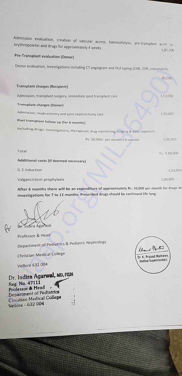 Renal Transplant Estimate