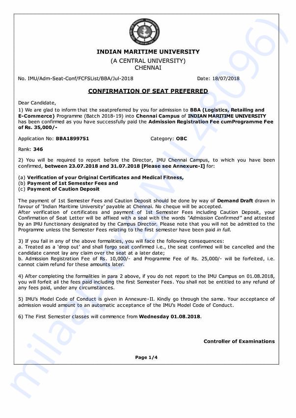 Admission form