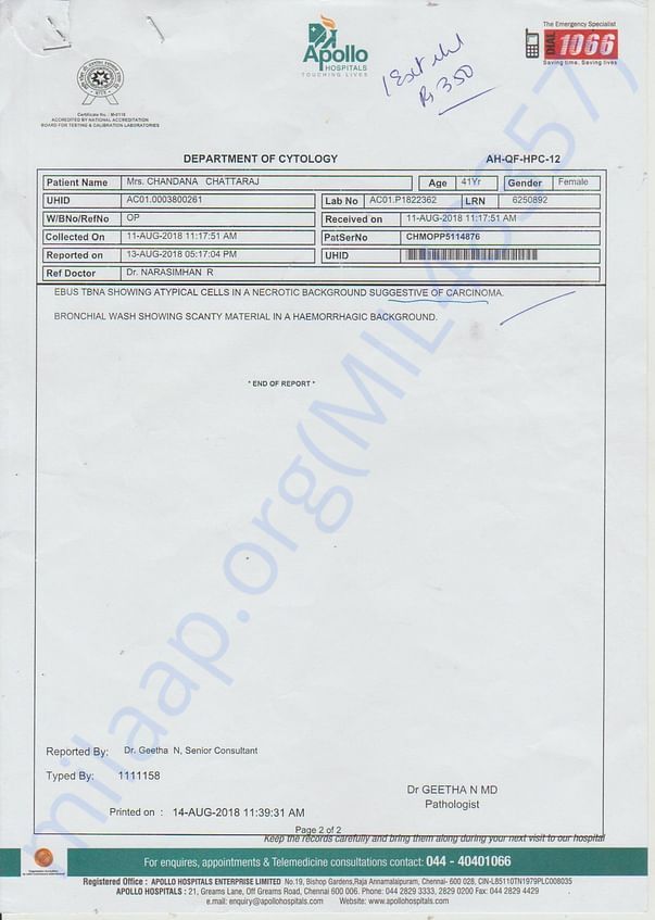 APOLLO HOSPITAL'S REPORT