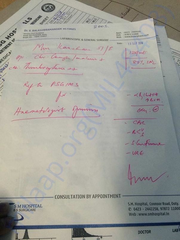 Doctor's confirmation of disease