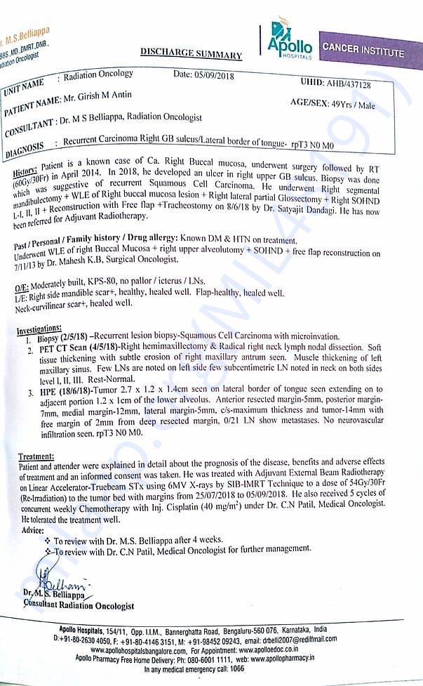 3rd time Apollo Discharge summary