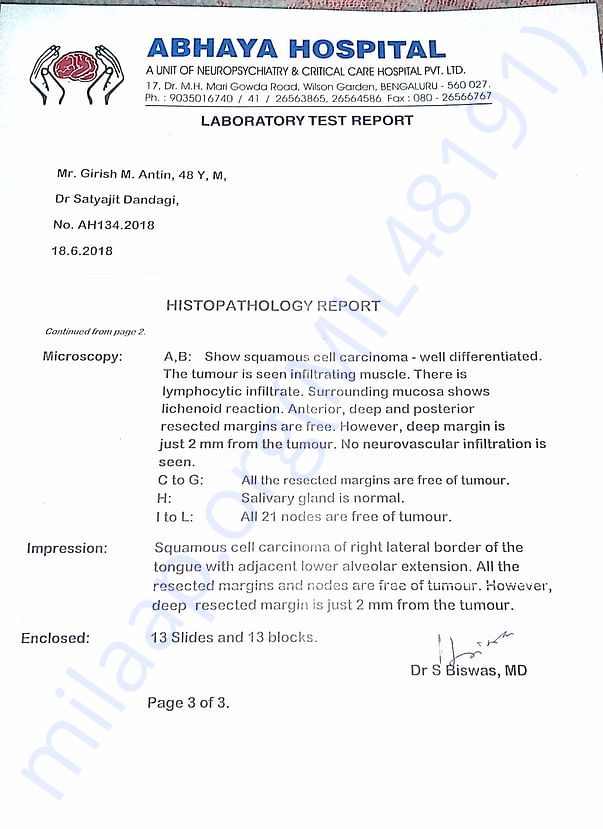 3rd time Abhaya 2nd Histopathological report pg3