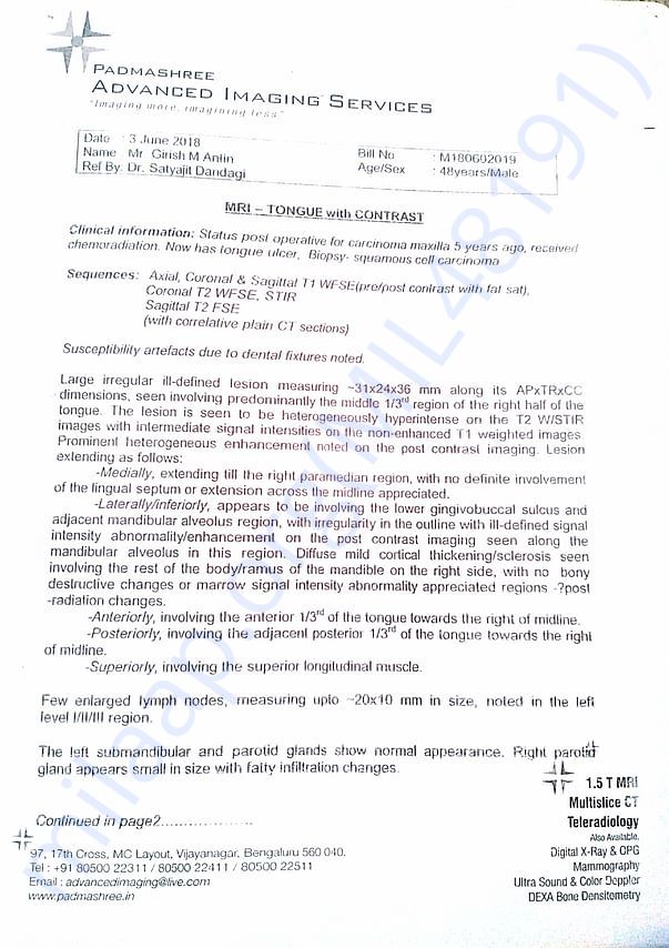 3rd time MRI report pg1