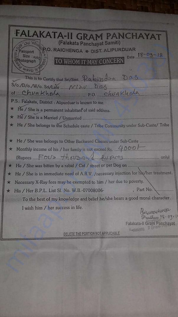 Income certificate